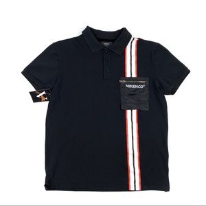Mikenco Stripe Polo Top Shirt Size Medium M Black Red